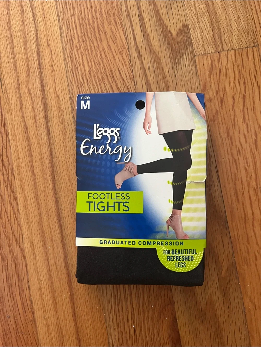 L'eggs Energy Footless Tights - Black, Size M